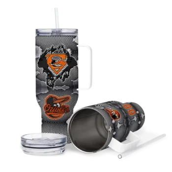 custom baltimore orioles superman shield orange gray curved tumbler high quality 1 1.webp