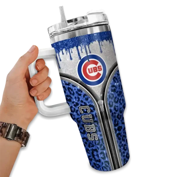custom chicago cubs leopard zipper blue curved tumbler fashion forward 1 1.webp