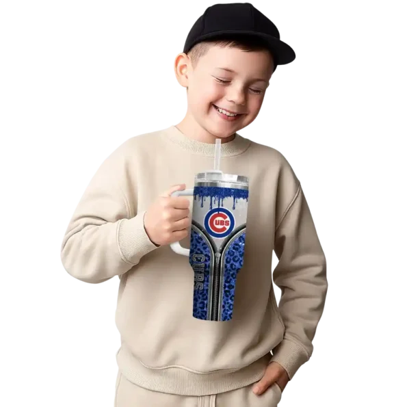 custom chicago cubs leopard zipper blue curved tumbler latest model 1 1.webp