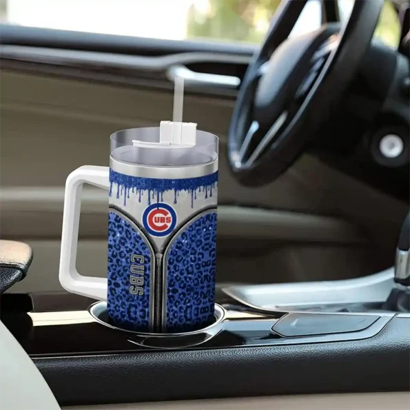 custom chicago cubs leopard zipper blue curved tumbler trendy 1 1.webp