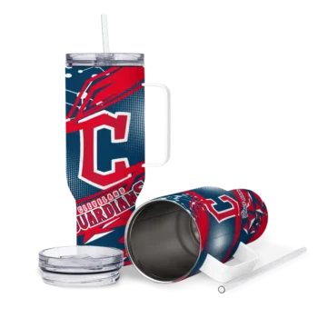 custom cleveland guardians abstract paths navy blue curved tumbler high quality 1 1.webp