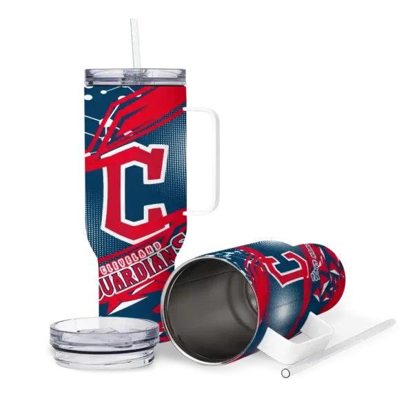 custom cleveland guardians abstract paths navy blue curved tumbler high quality 1 1.webp