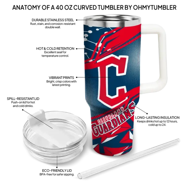 custom cleveland guardians abstract paths navy blue curved tumbler new arrival 1 1.webp
