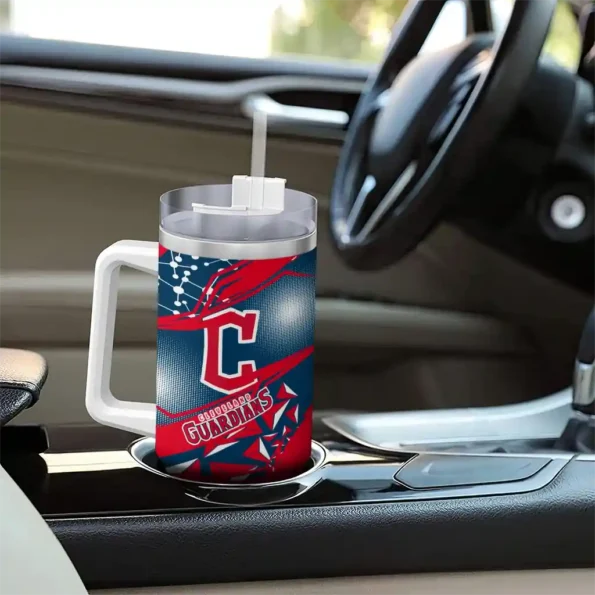custom cleveland guardians abstract paths navy blue curved tumbler trendy 1 1.webp