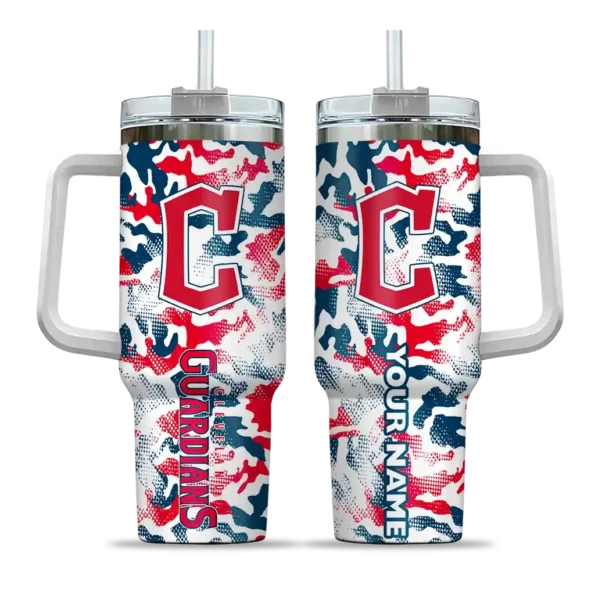 custom cleveland guardians camo mashup navy blue white curved tumbler best selling 1 1.webp