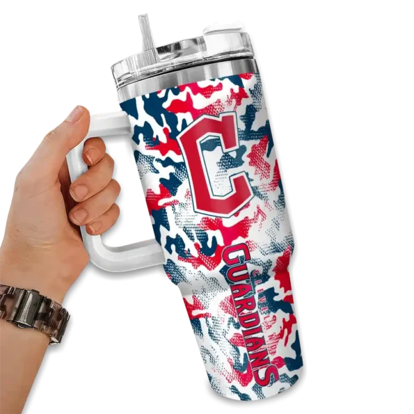 custom cleveland guardians camo mashup navy blue white curved tumbler fashion forward 1 1.webp