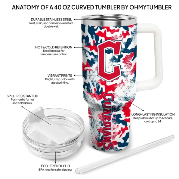 custom cleveland guardians camo mashup navy blue white curved tumbler new arrival 1 1.webp