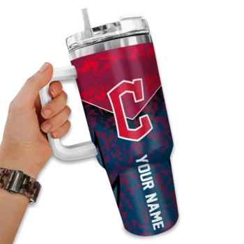 custom cleveland guardians chevron stripe navy blue curved tumbler fashion forward 1 1.webp