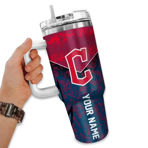 custom cleveland guardians chevron stripe navy blue curved tumbler fashion forward 1 1.webp