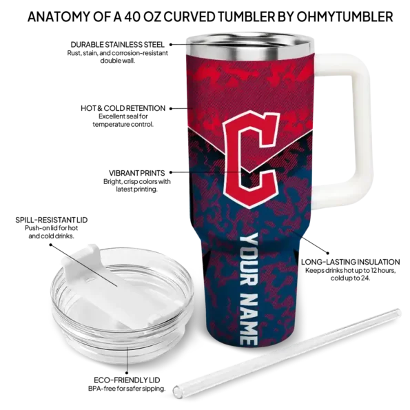 custom cleveland guardians chevron stripe navy blue curved tumbler new arrival 1 1.webp