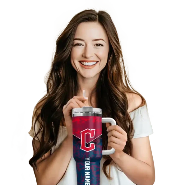 custom cleveland guardians chevron stripe navy blue curved tumbler premium grade 1 1.webp