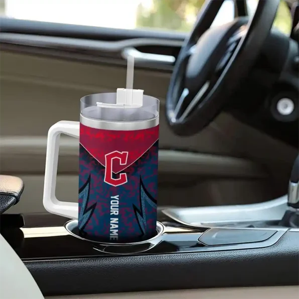 custom cleveland guardians chevron stripe navy blue curved tumbler trendy 1 1.webp