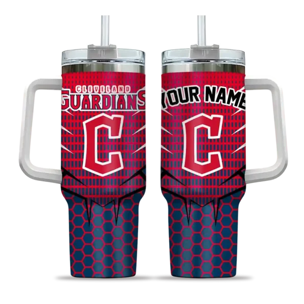 custom cleveland guardians hex texture navy blue curved tumbler best selling 1 1.webp