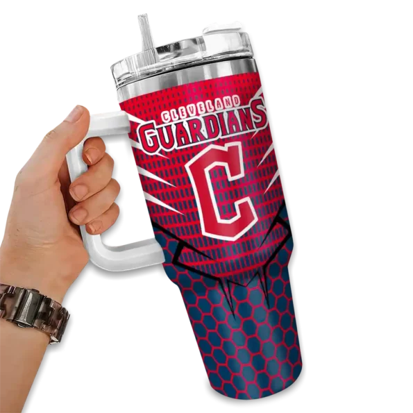 custom cleveland guardians hex texture navy blue curved tumbler fashion forward 1 1.webp