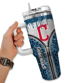 custom cleveland guardians leopard zipper navy blue curved tumbler fashion forward 1 1.webp