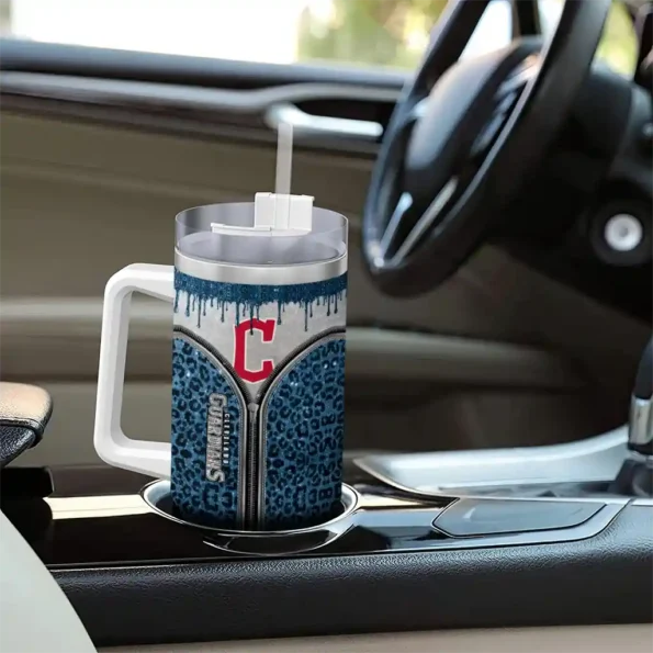 custom cleveland guardians leopard zipper navy blue curved tumbler trendy 1 1.webp