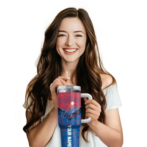 custom los angeles dodgers chevron stripe blue curved tumbler premium grade 1 1.webp