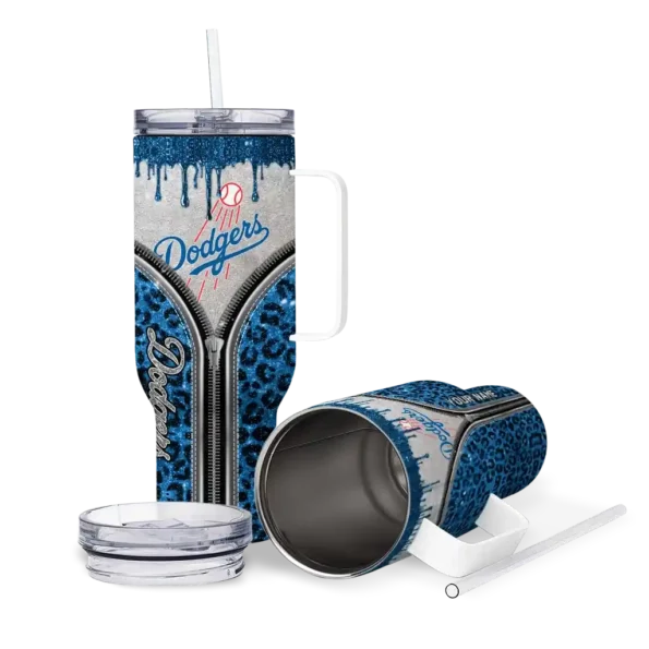 custom los angeles dodgers leopard zipper blue curved tumbler high quality 1 1.webp