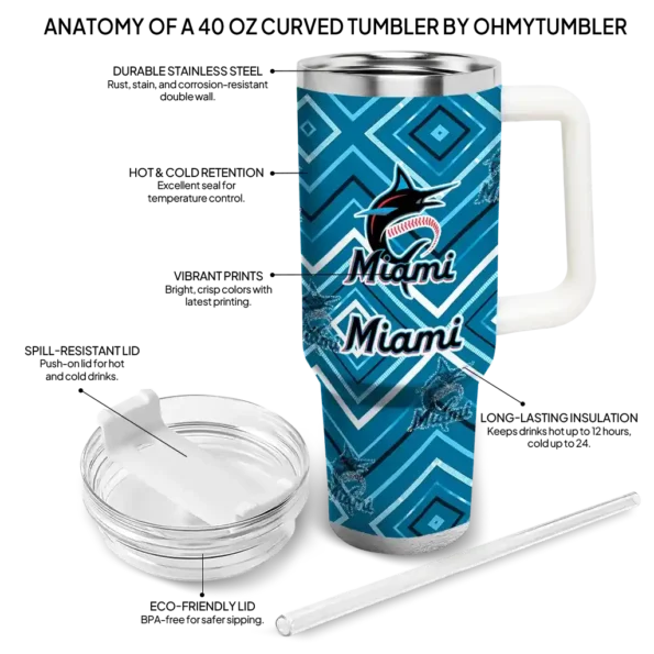 custom miami marlins bold diamonds blue curved tumbler new arrival 1 1.webp