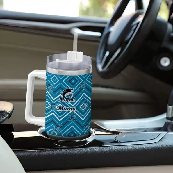 custom miami marlins bold diamonds blue curved tumbler trendy 1 1.webp