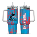 custom miami marlins burst swirl blue curved tumbler best selling 1.webp