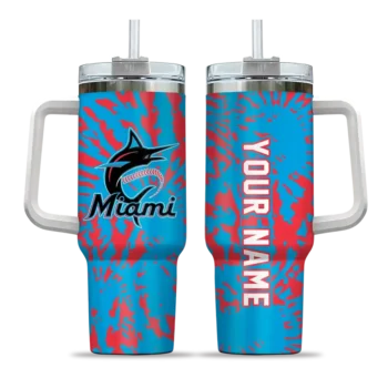 custom miami marlins burst swirl blue curved tumbler best selling 1.webp
