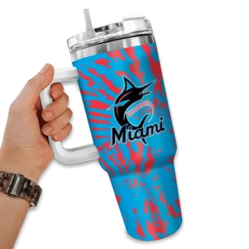 custom miami marlins burst swirl blue curved tumbler fashion forward 1.webp