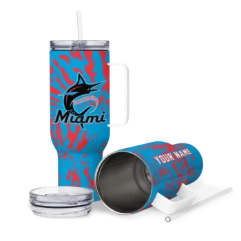 custom miami marlins burst swirl blue curved tumbler high quality 1.webp