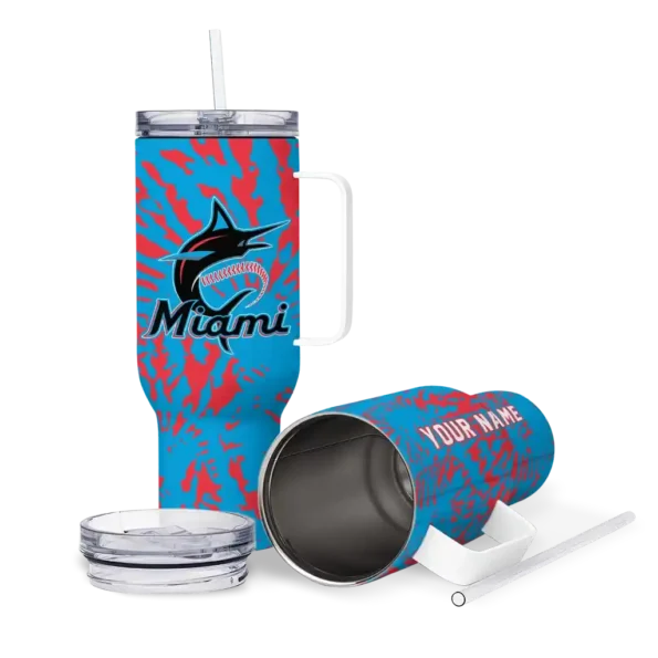 custom miami marlins burst swirl blue curved tumbler high quality 1.webp
