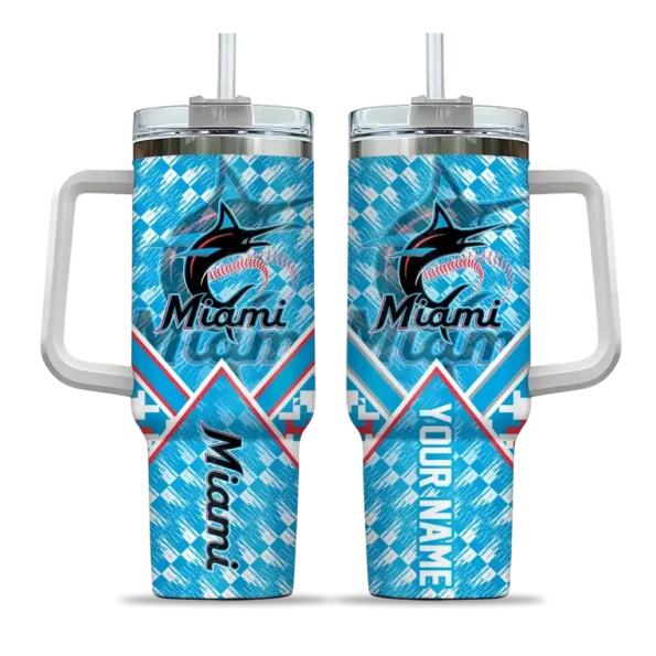 custom miami marlins chevron angle blue curved tumbler best selling 1 1.webp