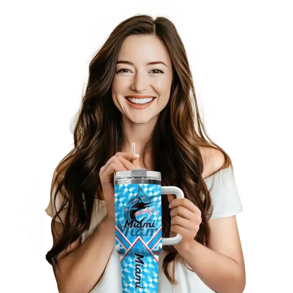 custom miami marlins chevron angle blue curved tumbler premium grade 1 1.webp