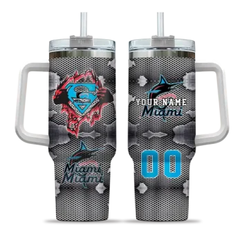 custom miami marlins superman shield blue gray curved tumbler best selling 1.webp