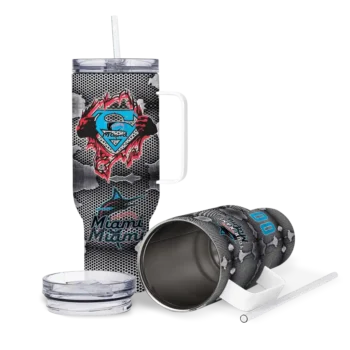 custom miami marlins superman shield blue gray curved tumbler high quality 1.webp