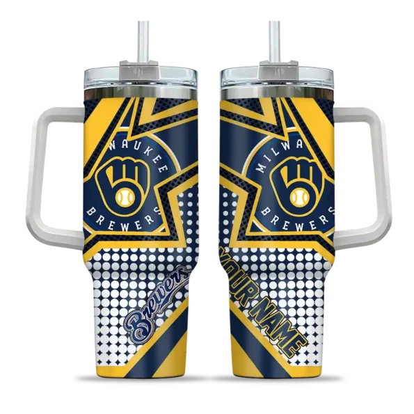 custom milwaukee brewers arrow burst navy blue curved tumbler best selling 1.webp
