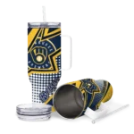 custom milwaukee brewers arrow burst navy blue curved tumbler best selling 1.webp