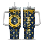 custom milwaukee brewers bullseye drips navy blue curved tumbler best selling 1.webp