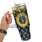 custom milwaukee brewers bullseye drips navy blue curved tumbler best selling 1.webp