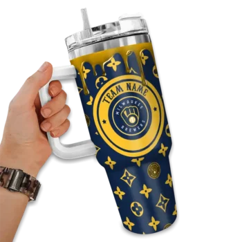 custom milwaukee brewers bullseye drips navy blue curved tumbler fashion forward 1.webp