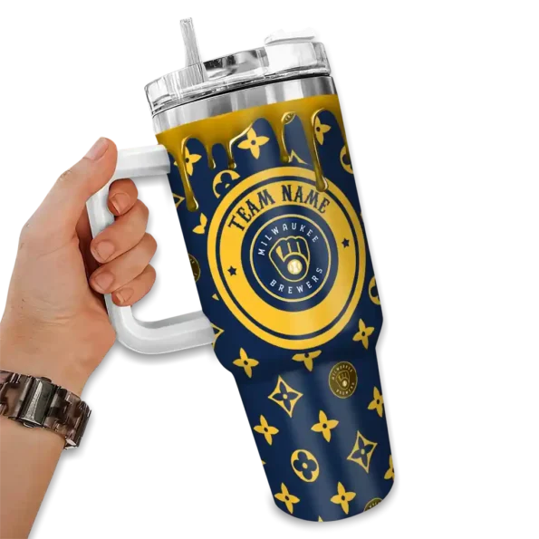 custom milwaukee brewers bullseye drips navy blue curved tumbler fashion forward 1.webp