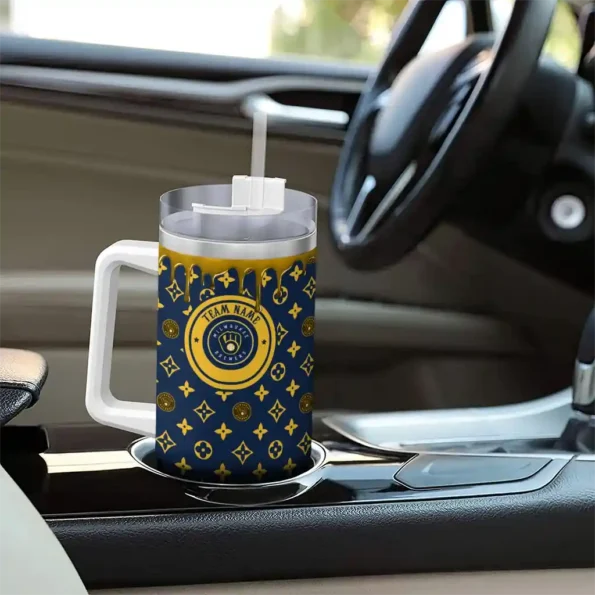 custom milwaukee brewers bullseye drips navy blue curved tumbler trendy 1.webp
