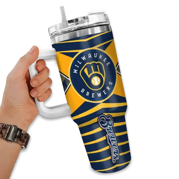 custom milwaukee brewers chevron layers navy blue curved tumbler fashion forward 1.webp