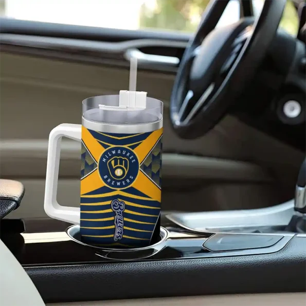 custom milwaukee brewers chevron layers navy blue curved tumbler trendy 1.webp