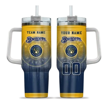 custom milwaukee brewers gradient dots navy blue curved tumbler best selling 1.webp