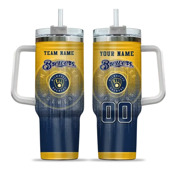custom milwaukee brewers gradient dots navy blue curved tumbler best selling 1.webp