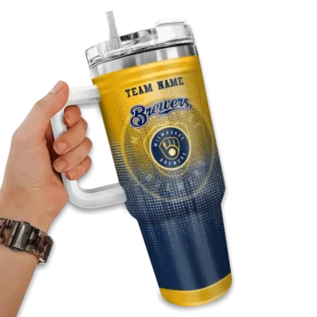 custom milwaukee brewers gradient dots navy blue curved tumbler fashion forward 1.webp