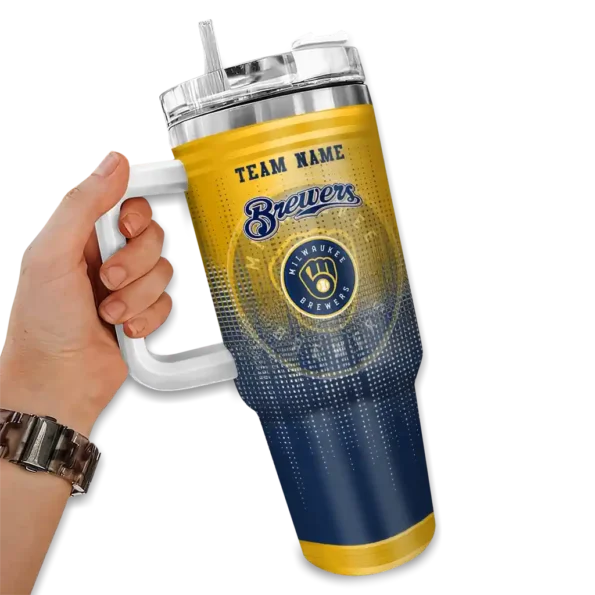 custom milwaukee brewers gradient dots navy blue curved tumbler fashion forward 1.webp
