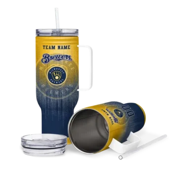 custom milwaukee brewers gradient dots navy blue curved tumbler high quality 1.webp
