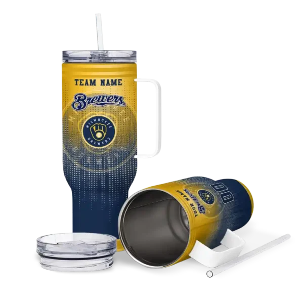 custom milwaukee brewers gradient dots navy blue curved tumbler high quality 1.webp
