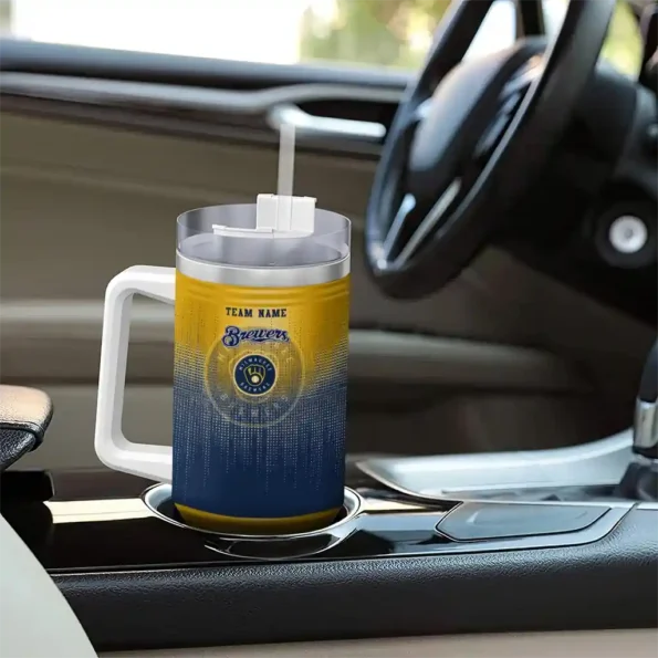 custom milwaukee brewers gradient dots navy blue curved tumbler trendy 1.webp
