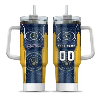 custom milwaukee brewers hexagon armor navy blue curved tumbler best selling 1.webp